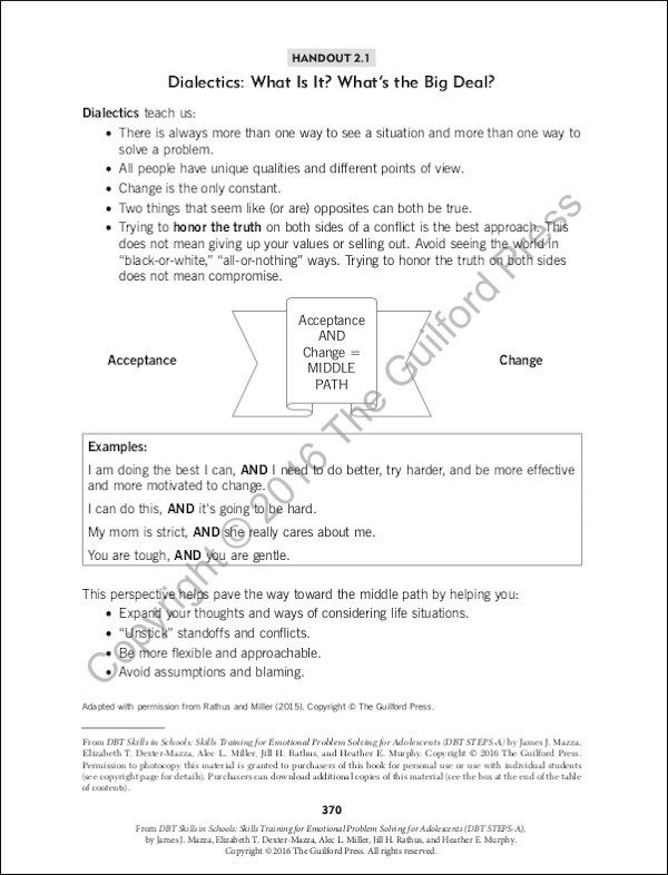 dbt skills training for emotional problem solving for adolescents